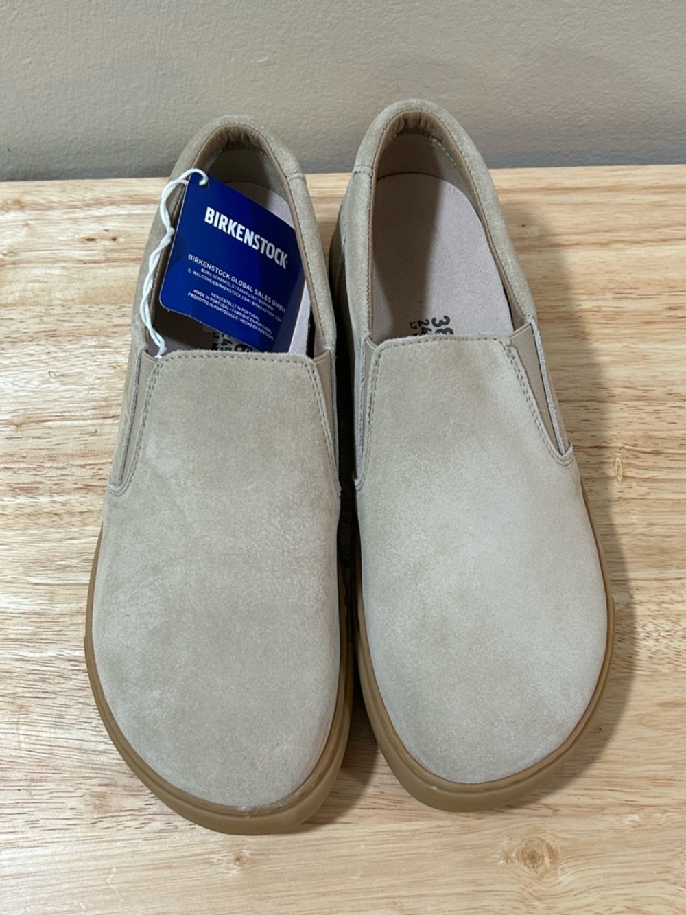 Birkenstock Women's Slip-On Athletic Shoes in Light Beige with Gum Sole - Picture 5 of 11
